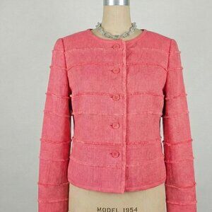 J. Crew Coral Tiered Raw-Edge Structured Jacket